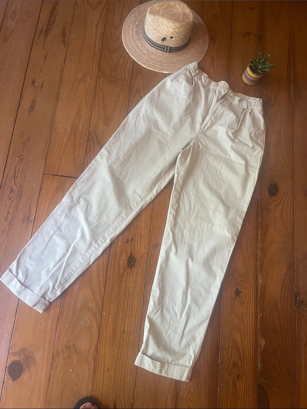 Banana Republic Women's Straight-Leg Pants in Light Beige , all cotton
